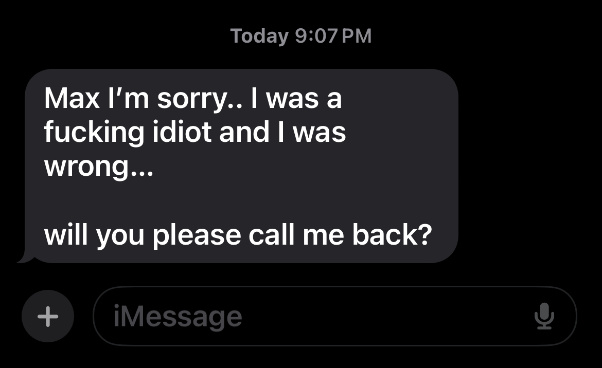 Customer result - her texting him